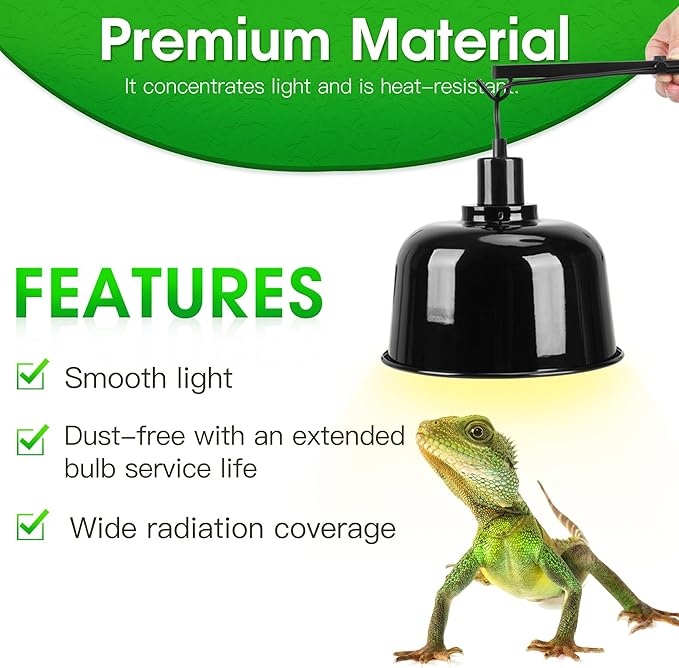 2 Pack Reptile Dome Lamp Cover Light Shade, 8.5 Inch Deep Reptile Dome Light Fixture, Aluminum for Reptile Terrarium with Ceramic Socket and Individual Switch (Bulbs Not Included)