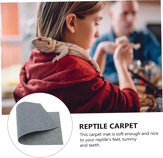 Yardwe Beard Dragon Lizard Carpet Substrate Liner for Reptile Terrarium Moisture Retentive Pet Bedding Mat Gray Climbing Environment for Tortoise and Lizards