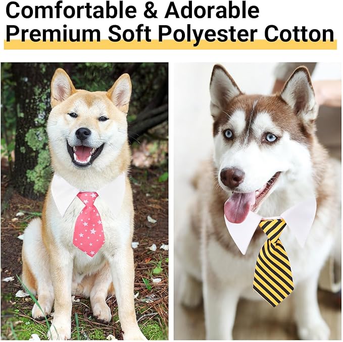 Segarty Dog Necktie Collar, 6pcs Dog Tie for Medium and Large Dogs, Adjustable Collar with Stripped Formal Neck Tie for Dogs Cats Tuxedo Tux Outfits, Birthday, Wedding, Christmas Costumes