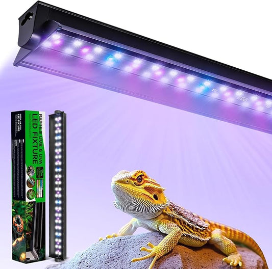 12W T5 UVB LED Reptile Light – High Output UVA UVB Light for Bearded Dragon, T5 10.0 UVB Reptile Light Fixture (19.6")