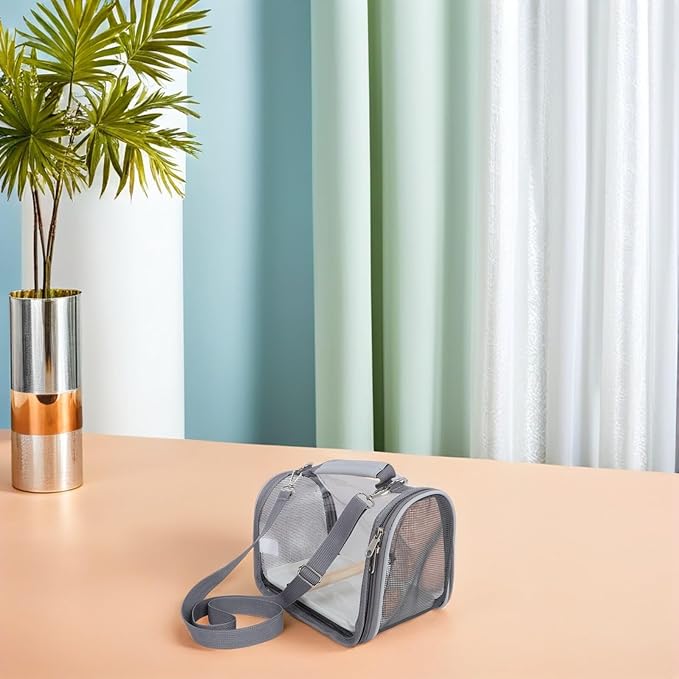 Portable Small Bird Travel Cage Carrier with Perch Lightweight Gray Bird Carrier Bag for Budgie Parrot Outdoor Transport and Adventure