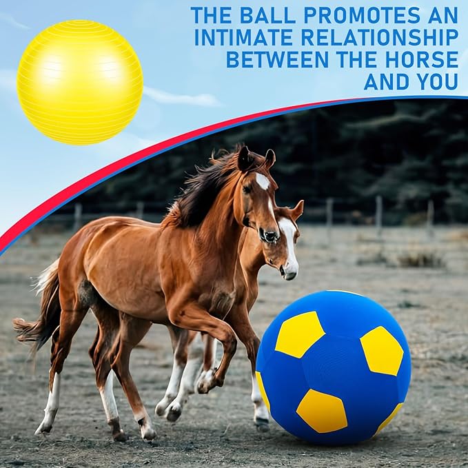 2 Set Giant 40" Herding Ball with Cover Anti Burst, Waterproof Durable Large Horse Toy, Please Watch VCR for Inflating Horse Toys for Equine Pasture Stall Outdoor, Pump Included(Blue, Yellow)