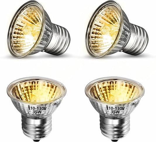 GOZILLA 4 Pack Reptile Heat Lamp, E27 UVA UVB Reptile Light Bulb for Reptiles and Amphibian Tanks, Terrariums and Cages, Heat Light Bulb for Tortoise, Bearded Dragon, Snakes.(2PCS 25W + 2PCS 35W)