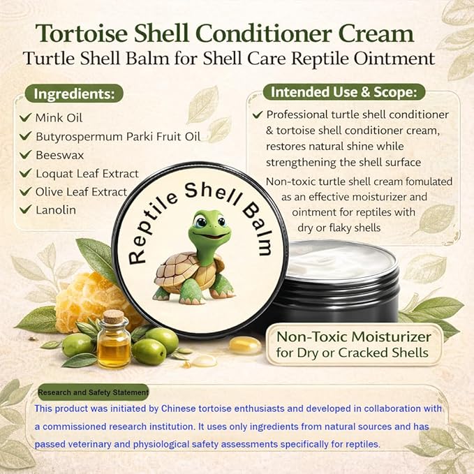 KR. LIF Tortoise Shell Conditioner & Balm 2.5 oz Turtle Shell Care Cream for Sulcata Tortoise Reptile Ointment – Non-Toxic Moisturizer for Dry or Cracked Shell