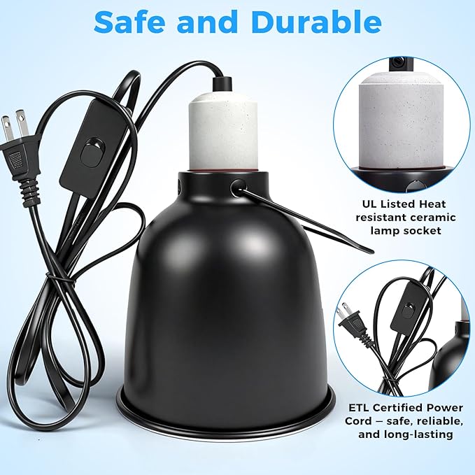 5.5 Inch Reptile Deep Dome Light Fixture with UVB Lamp