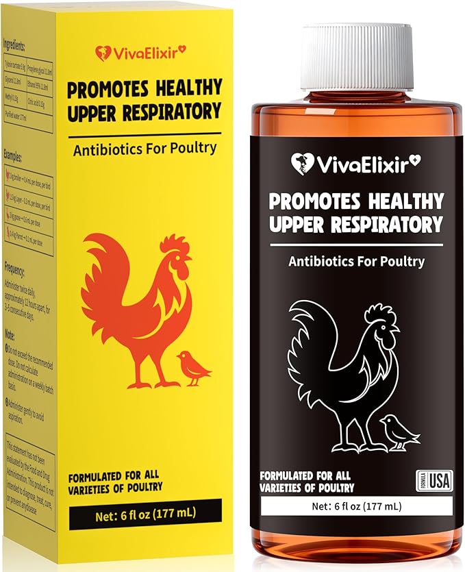 Respiratory Aid for Poultry - Chicken Supplement - Drinking Water Additive - Supports Respiratory Health in Roosters - Suitable for All Birds - 6 oz Dropper - Made in USA