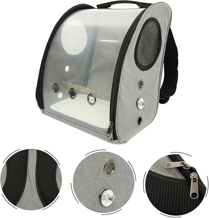 Bird Carrier Backpack for Travel Comfortable Transparent Parrot Carrying Bag with Strap Breathable Mesh Design for Easy Viewing and -Term Use with Perch