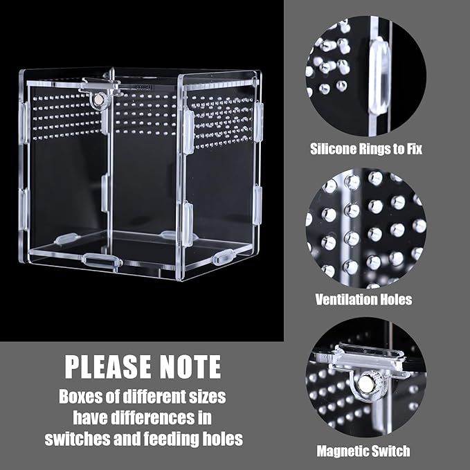 Suzile Jumping Spider & Tarantula Enclosure - Reptile & Hermit Crab Tank - Micro Habitat (3.5 x 3.5 x 3.7'')