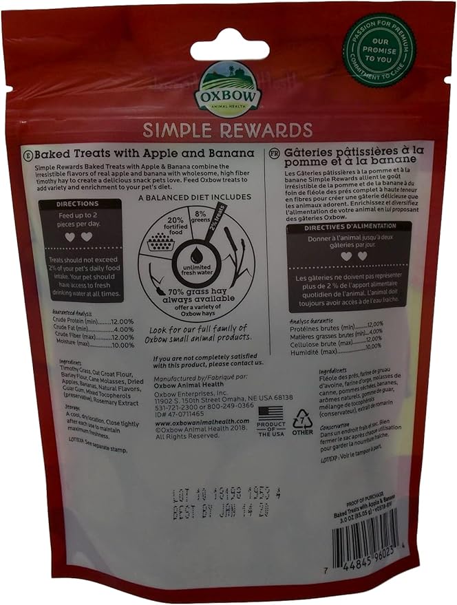 Small Animal Treats 3 Flavor Variety Bundle (1) Each: Baked Apple Banana, Baked Bell Pepper, Timothy, 1.4-2 Ounces.