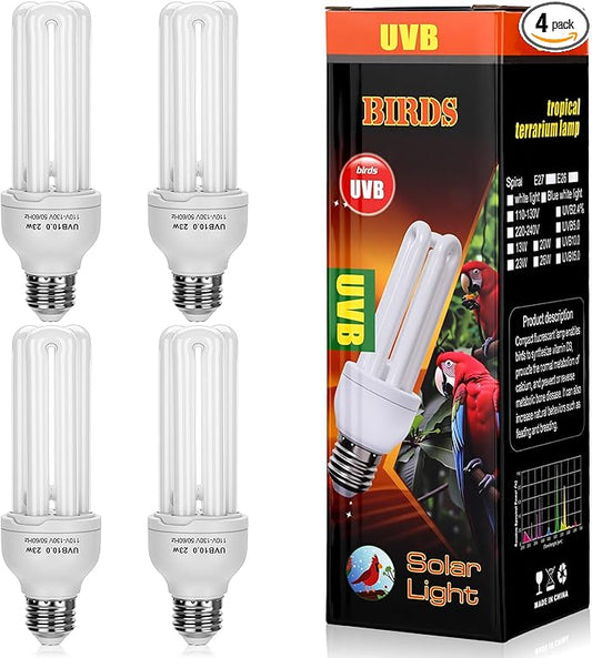 VIHOSE 4 Pack UVB Reptile Light Bulb 23w 10.0 UVB Bulb for Desert Reptiles Pet Light for Turtle Compact Fluorescent Terrarium Lamp for Bearded Dragon, Lizard, Tortoise, Iguanas, Snake, Gecko