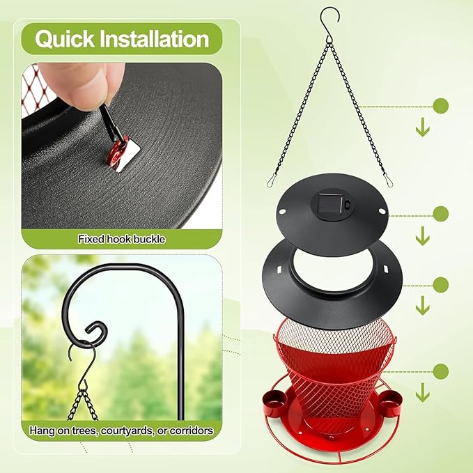 Garden Bird Feeder Weather Rain Protections Feeding Station with Water Bowl Hanging for Outdoor Wild