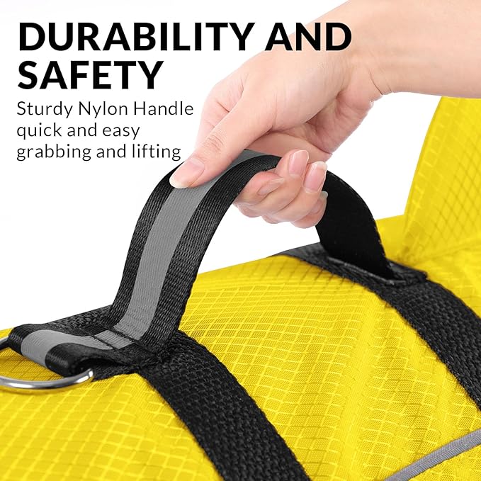 Queenmore Small Dog Life Vest for Swimming, Shark Dog Life Jacket, XS Life Vest for Boating, Puppy Life Jackets for Small Dogs Cats, Pet Floating Dog Swimming Vest with Handle/Leash Hook(Yellow,XS)