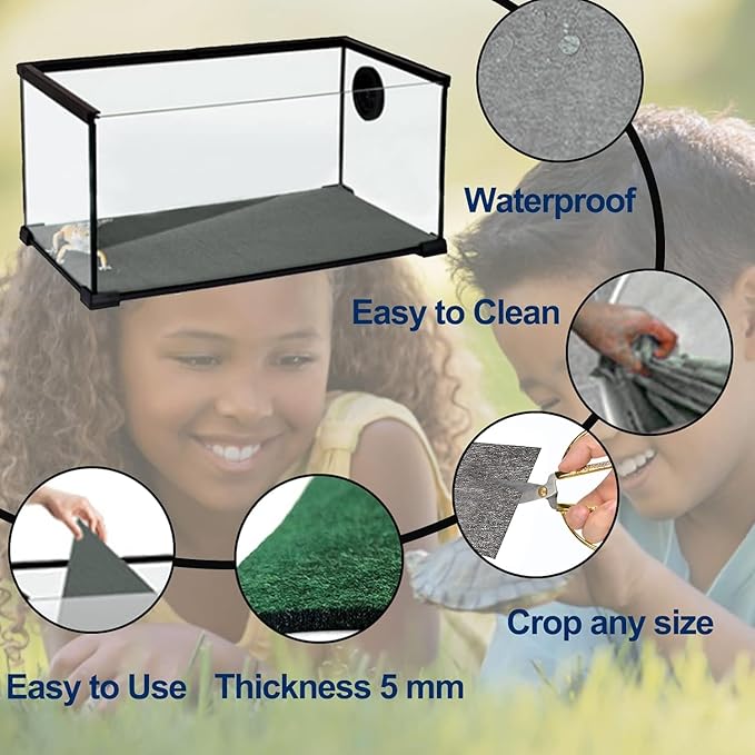 Reptile Carpet Terrarium Liner Bedding Substrate Sand Mat for Cage Lizard Bearded Dragon Gecko Snake Tortoise 48" x 18" (Grey)