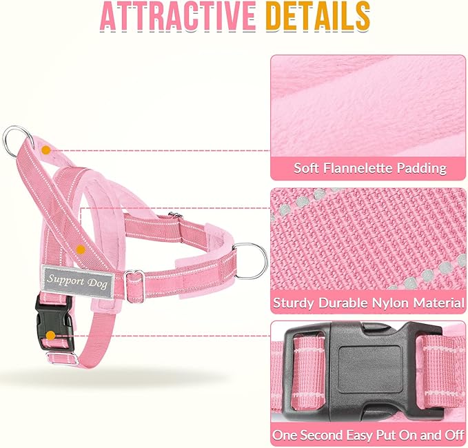 SlowTon No Pull Dog Harness - Heavy Duty Dog Harness and Leash Set for Medium Large Dogs, Reflective Tactical Harness with Soft Padded and Front Clip for Easy Walk and Training (PI, XL)