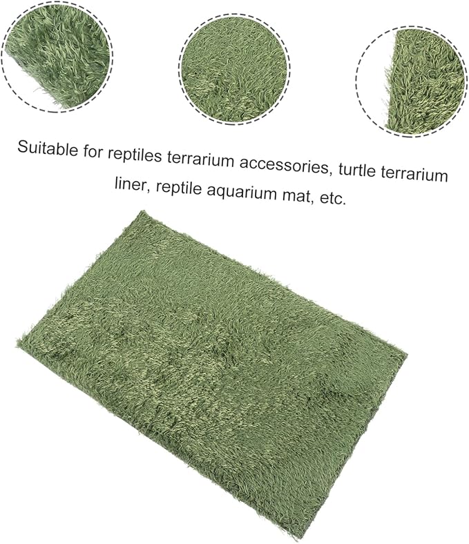 Totority 2pcs Reptile Habitat Cushion Moss Carpet Mat Simulation Substrate Liner Washable Reusable for Lizard Tortoise Frog Terrarium Bedding
