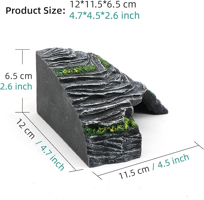 Small Turtle Basking Platform Climbing Ramp Shale Scape Step Ledge, Reptile Cave Hideout Aquarium Tank Accessories Decorations, Great for Reptiles, Amphibians, Leopard Gecko, Frogs