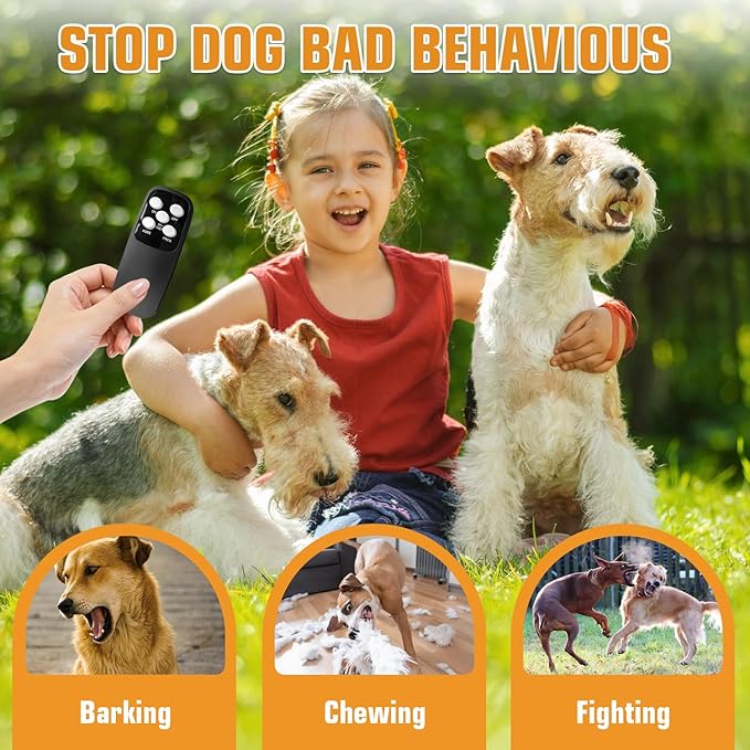 Tetra Dog Bark Deterrent Devices,Ultrasonic Anti Barking Device for Dogs, Rechargeable Barking Control Devices with Sensor & 60ft Remote Control, Adjustable Bark Stopper Indoor Outdoor