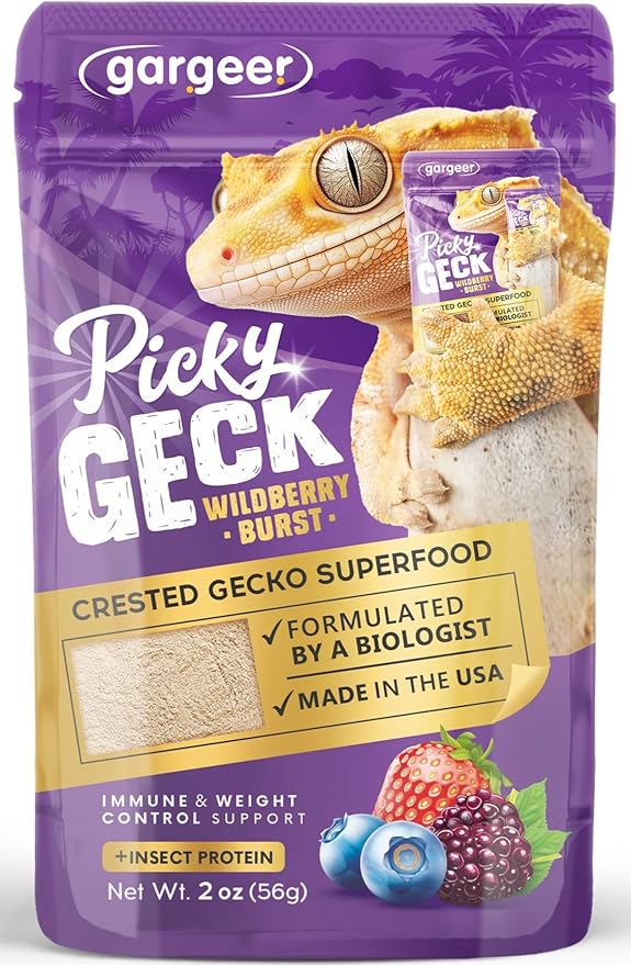 Gargeer 'Picky Geck' Wildberry Burst - Premium Crested Gecko Food | Antioxidant & Immune Support Formula | Real Fruit & Insect Protein | No Fillers - Only Premium Ingredients | 2oz | Made in USA.