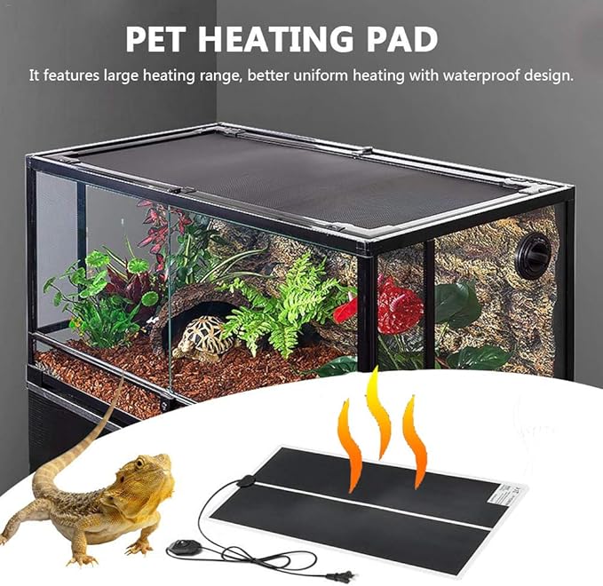 Tfwadmx 2 Pack 14 W Reptile Heating Pad Under Tank Heater Tank Warmer with Temperature Control, Power Adjustment Terrarium Heater Heat Mat for Reptiles Turtle Tortoise Snakes Lizard