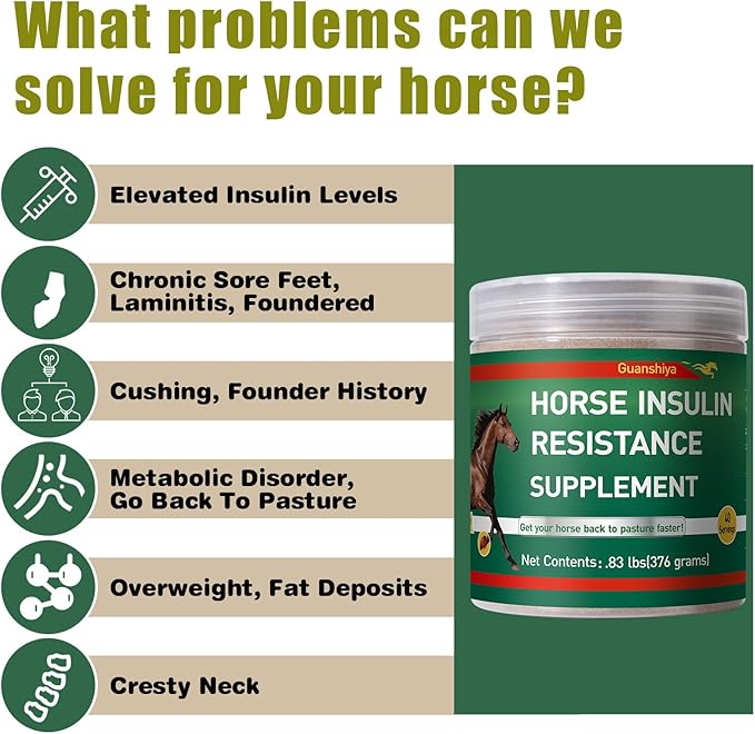 Insulin Resistance Supplement for Horses - Horse Laminitis Treatment-Natural Laminitis Herbal Powder for Sore Feet & Chronic Laminitis, 0.83lb (40-Day Supply)