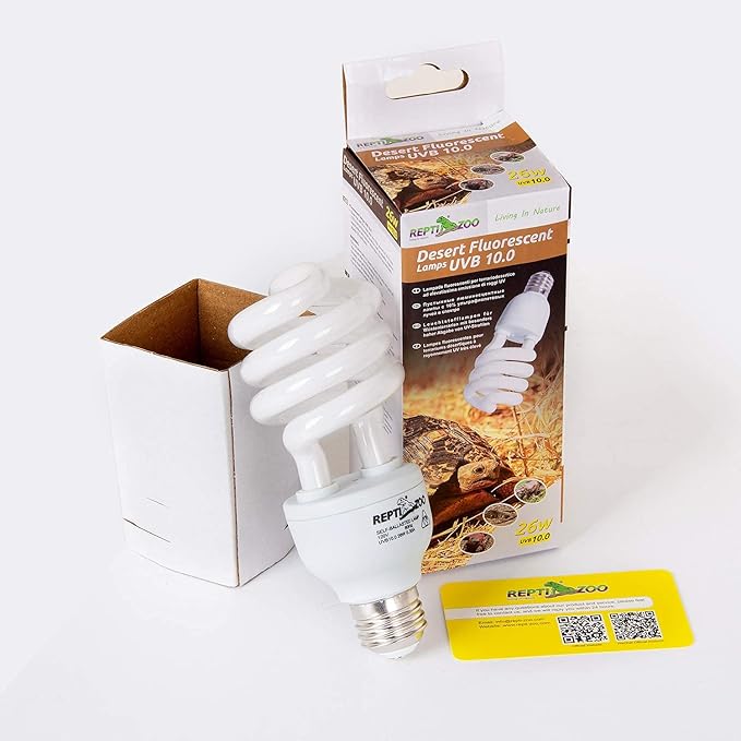 REPTI ZOO Energy Saving Lamps UVB Bulb,Spiral Compact 26 Watts UVB 10.0 Reptile Light Bulb Fit for Desert Type Reptile/Snake/Lizard/Insect/Leopard Tortoise