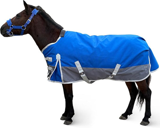 Winter Horse Blanket for Pony, Foal, Donkey, Mini Horses| Turnout Blanket for Winter | Waterproof | 1200 Denier | Blue Grey | 50 Inch