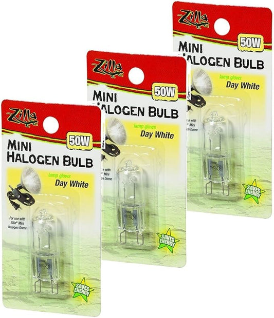 Zilla Mini Halogen Lamp Reptile Bulb, 50-watt, Day White (3 Pack)