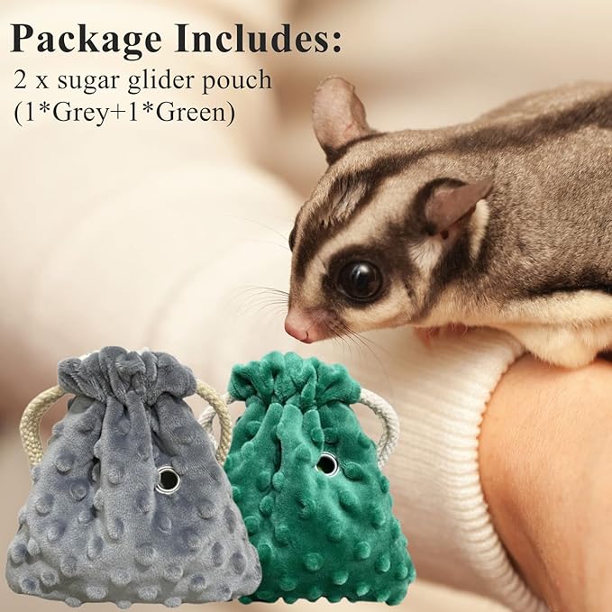 2 Pack Sugar Glider Bonding Pouch - Soft Sleeping Pouch with Breathable Vent & Drawstring Portable Travel Bag Small Animal Carrier for Sugar Glider Squirrel Hamster Rats Hedgehog Bird Parrot (2 Pack)