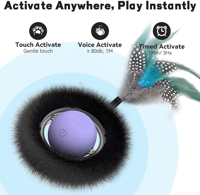 Interactive Cat Toy, Motion Activated Ball & 7 Holes Maze Hide and Seek Mat - Image 4