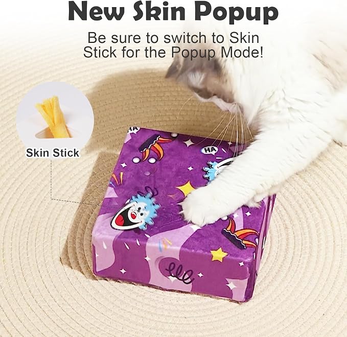 Interactive Cat Toys -Migibox for Indoor Bored Cats, Automatic Pop Out Feathers from 7 Holes Randomly, Motion Activated, USB Rechargeable (Purple Skin) - Image 5