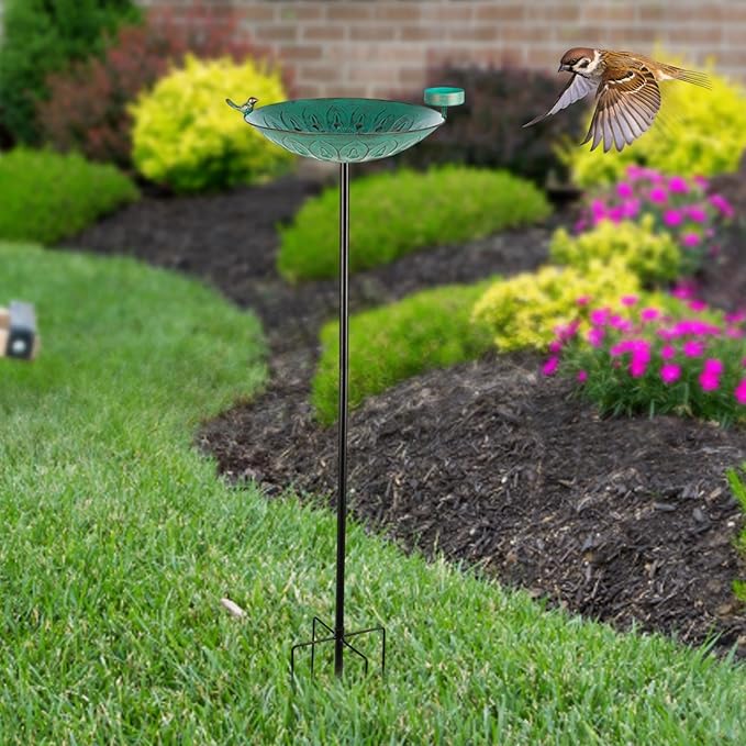 Detachable Outdoor Bird Feeder Rustproof Large Capacity Bird Bath Feeder Birds Feeding Stand for Farm Outdoor Garden
