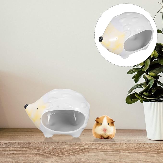 POPETPOP Ceramic Hamster Bed Houses Guinea Pig Hamster Hut Small Pet Animals Habitat Cage House Cool Hamster Hideout Nest Hedgehog House