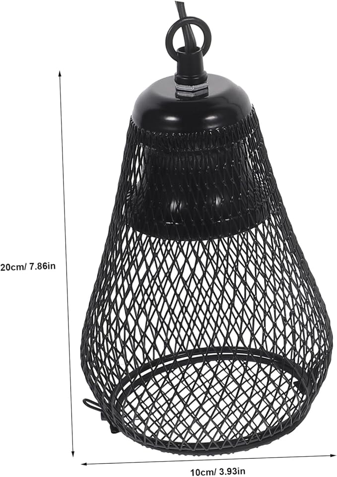 Scald Cover for Reptile Heating Lamp Bulb Sturdy Mesh Lampshade with Hook for Bearded Dragons Turtles and Lizards Compatible with Standard US Plugs