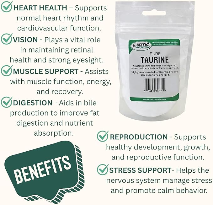 Taurine Powder | Food Topper for Heart, Vision & Daily Wellness | Amino Acid Supplement for Small & Large Pets