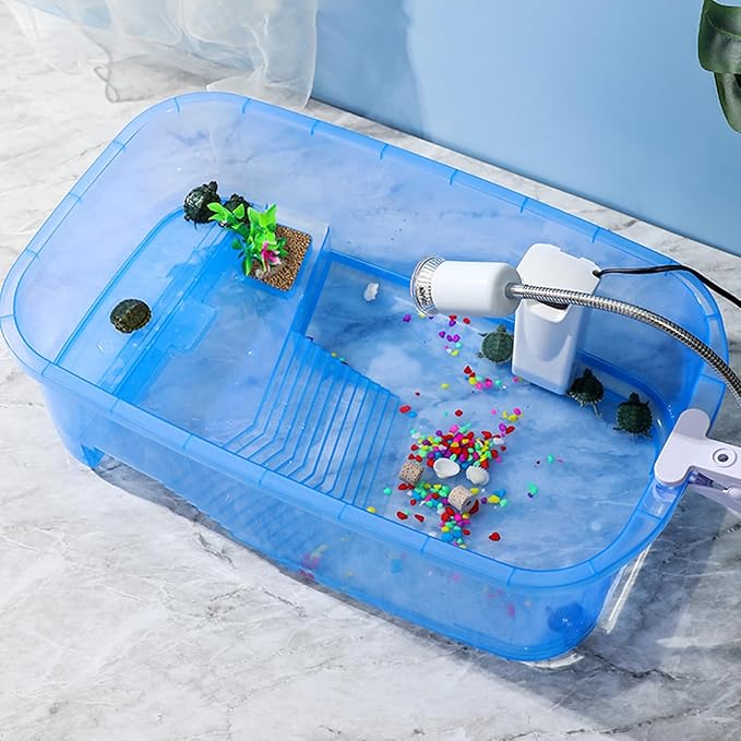 Reptiles Terrariums Terrapins Habitat with Basking Platform Anti-Escaping Hermit-Crab Accessories Turtle Habitat
