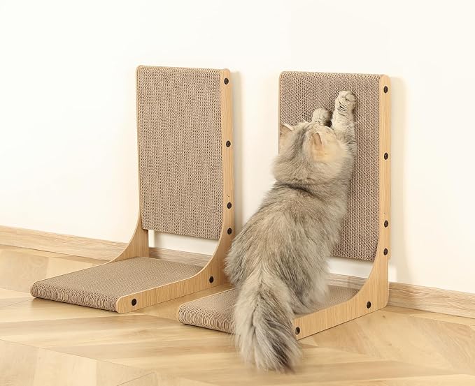 Zakkart 2-Pack L-Shaped Cat Scratching Board, Cardboard, 19.7" Tall (M) - Image 6