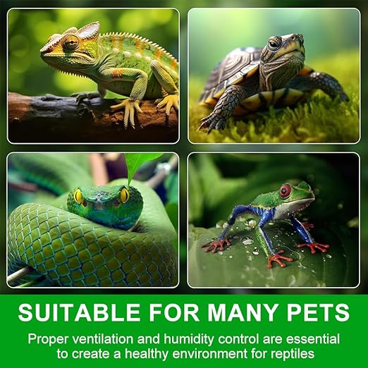Reptile Ventilation Fan, LED Digital Thermometer and Humidity Gauge Dehumidifier for Pet Rearing Box Reptile Tank, with Humidity Sensor, for Humid Environments, Rainfo-Rest and Ecological Tanks