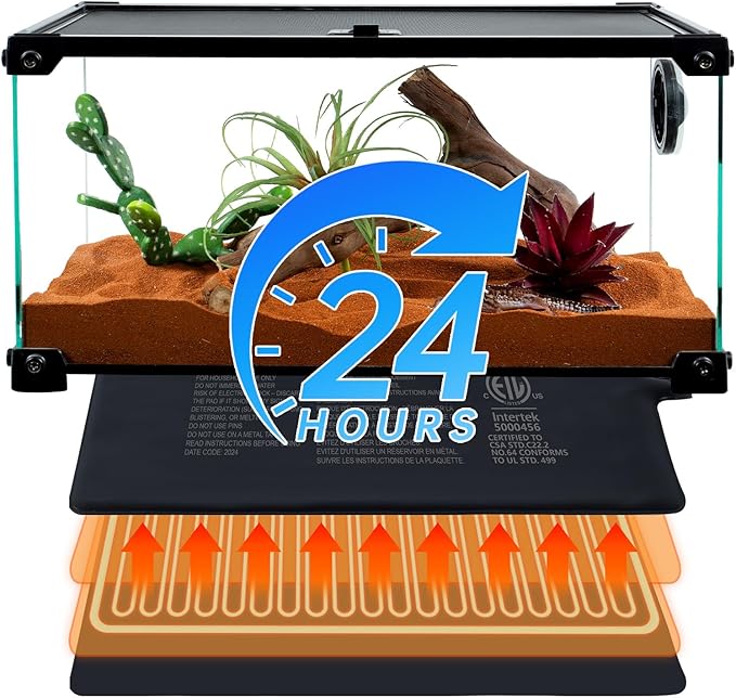 REPTI ZOO 8" X 12" Reptile Heat Pad Fast Heating Pad with Adjust Knob 16W Reptile Heat Mat for Turtles/Hermit Crabs/Bearded Dragons/Leopard Geckos/Snakes/Lizards, and Seed Germination