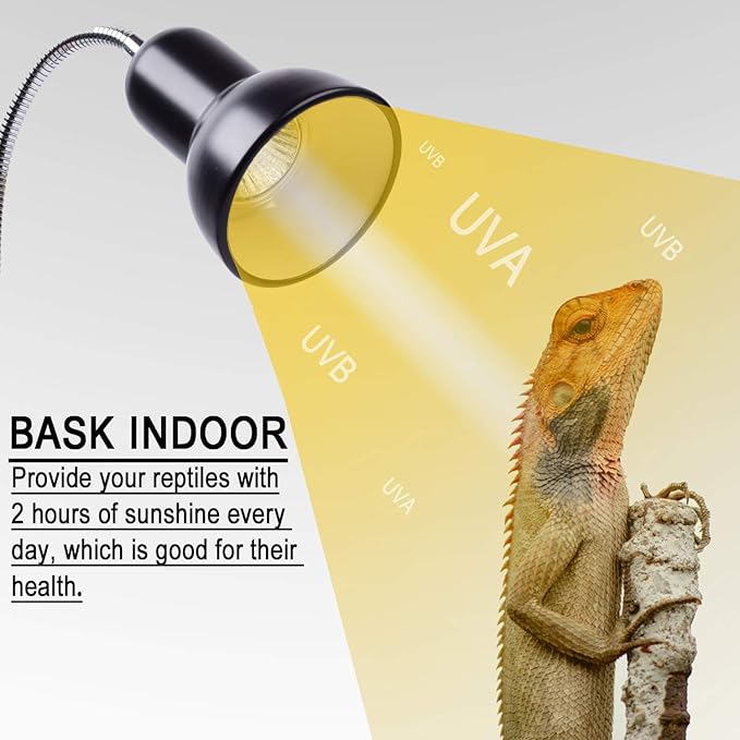 Reptile Heat Lamp UVA UVB Reptile Heating Light Adjustable 50W Turtle Basking Spot Aquatic Lamps for Aquatic Lizard Snake Chameleons Amphibians with 3 Bulbs