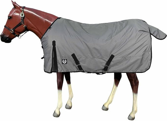 Horse Blanket 600D Ripstop Winter Turnout Blanket, 250 GSM Polyfill, 100% Waterproof & Breathable, Cold Weather Horse Blanket with Secure Fit (Grey w/Black Trim),Size-78
