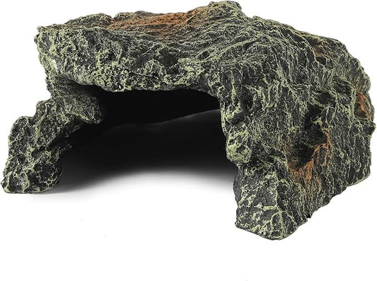 IBWell Resin Reptile Rock Cave, Lizard Tank Décor, Gecko Hide Reptile Hideout for Small Turtle Accessories for Tank, Leopard Gecko, Lazard Hideout