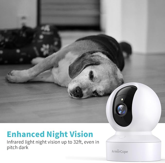 Armorcope Pet Camera, 2K HD Dog Camera with Phone APP, 360° Pan/Tilt View Puppy Cam, One Click Call for Baby Monitor, MagivPix Night Vision,Motion Tracking Alarm with Cloud/Local SD -2 Pack