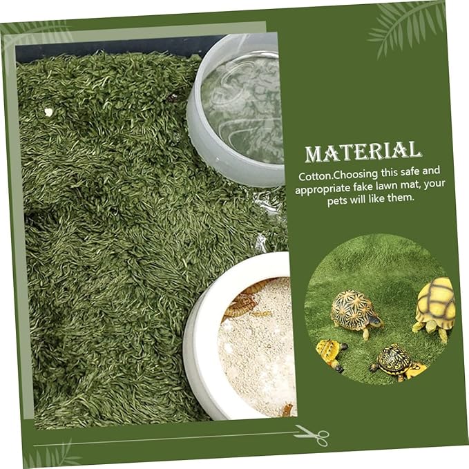 Yardwe Decorative Reptile Carpet Absorbent Faux Grass Substrate for Turtles Frogs Lizards and Tortoises Comfortable Resting Place for Your Pets