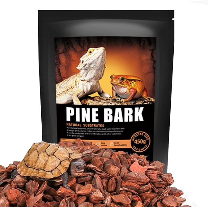 Tfwadmx Reptile Bark Bedding 15.8oz Tortoise Bedding for Habitat Bearded Dragon Substrate Reusable Pine Chips Substrate for Geckos, Lizards, Turtles Snakes, Hermit Crabs