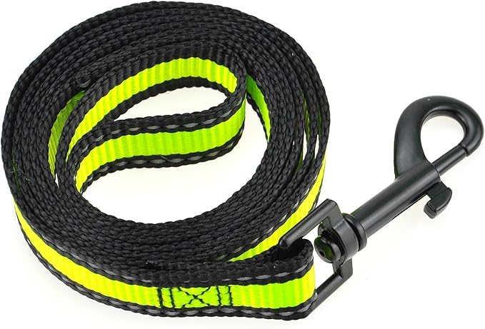 Mile High Life Night Reflective Double Adjustable Band Nylon Small Puppy Pet Dog Combo Collar Leash and Harness Set (Reflective Edge Lime Green, Large (Pack of 3))