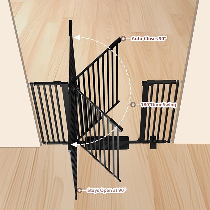 51'' Extra Tall Cat Gate Barrier for Doorways Hallways, Pressure Mounted Pet Dog Gates Ajustable Auto Close, Cat Fence Indoor Climb Proof 30-41'' Wide (Black)