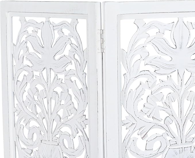 Lightnpro Wooden Dog Gate -Foldable Freestanding Pet Gate for Indoor Use, Adjustable Safety Barrier for Dog, Puppies & Small Pets, for Stairs & Doorways- 24" Height 18" Wide (4 Panel) Antique White