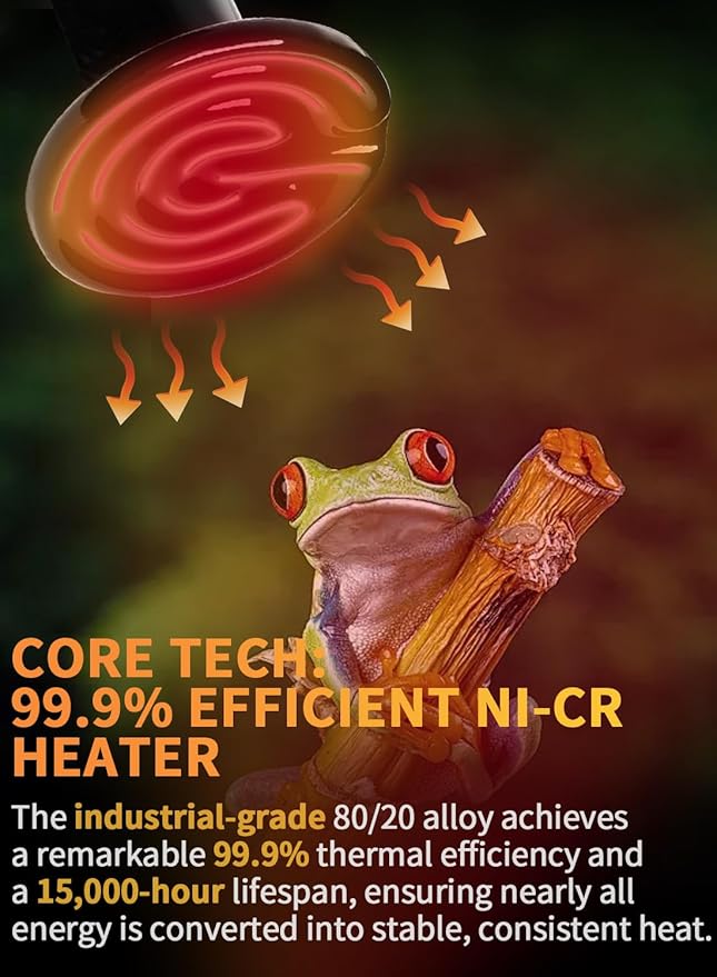 WUHOSTAM 75W 2 Pack Ceramic Reptile Heat Lamp, Pet Heat Emitter Bulbs, No Light Emitting Brooder Coop Heater for Reptile and Amphibian, Snake, Turtle, Lizard, Bearded Dragon, Black