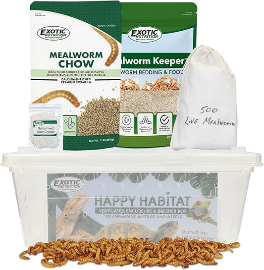 Mealworm Breeder Kit (Basic) - Breed Live Feeder Worms for Hedgehogs, Sugar Gliders, Reptiles, Wild Birds, Chickens, Lizards, Bearded Dragon, Skunks, Opossum, Fish, Turtles, Tortoises, Geckos
