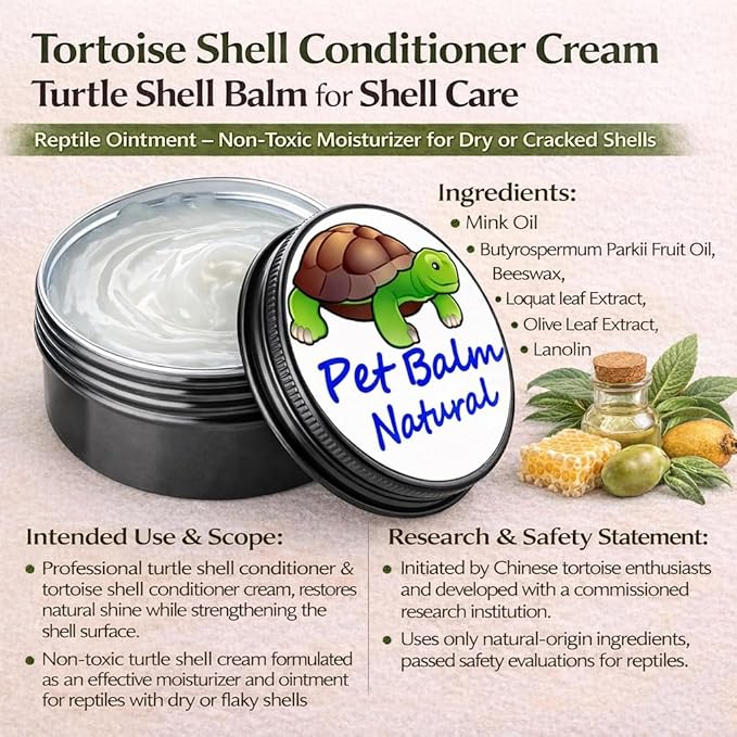RONDURE Tortoise Shell Conditioner Balm – 2.7 OZ Moisturizer and Protector for Turtle Dry Shell Care – Treatment for Sulcata and Russian Tortoise
